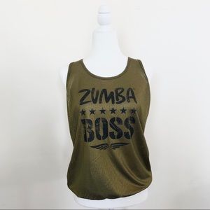 Zumba Boss Top Gold and Green size M